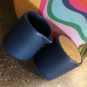 STONEWARE SUGAR AND CREAM HOLDERS SO CUTE